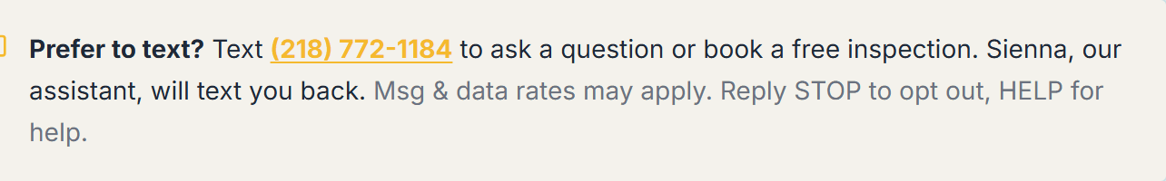 The same Prefer to text? note on the booking page